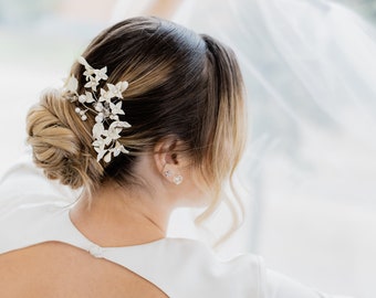 Flower Hair Vine, Pearl Bridal Hair Piece, Floral Wedding Headband, Bridal Hair Accessory, Wedding Hair