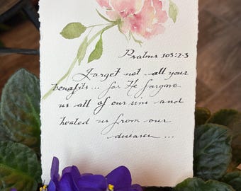 Original Handmade Scripture cards with watercolor art.