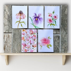 Original (not print), handmade watercolor note cards in assorted designs (5 qty. for the price)