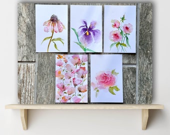 Original (not print), handmade watercolor note cards in assorted designs (5 qty. for the price)