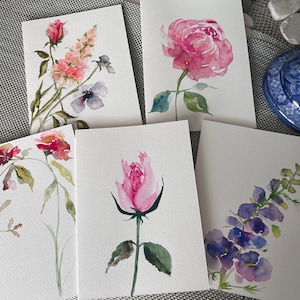 Original (not print) high quality handmade watercolor greeting cards (4 qty. for the price)