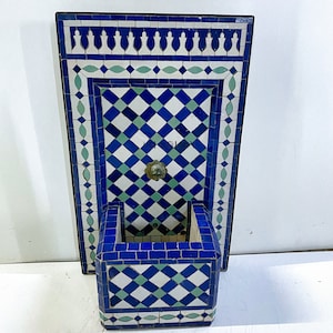Handcrafted Mosaic Fountain: Moroccan Andalusian Garden Decor