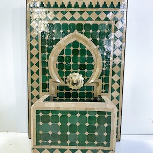Handcrafted Mosaic Fountain: Moroccan Andalusian Indoor/Garden Decor