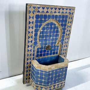Handcrafted Mosaic Fountain: Andalusian Moroccan Garden Decor