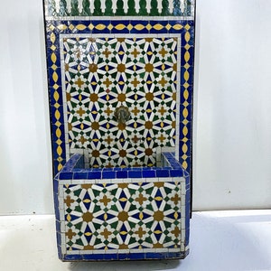 Handcrafted Mosaic Fountain: Moroccan Andalusian Indoor/Garden Decor