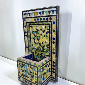 Handcrafted Mosaic Fountain: Moroccan Indoor/Garden Decor