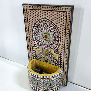 Handcrafted Mosaic Fountain: Moroccan Andalusian Indoor/Garden Decor
