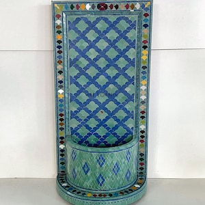Handcrafted Moroccan Mosaic Fountain: Andalusian Indoor Garden Decor