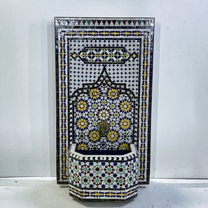 Handcrafted Mosaic Fountain: Moroccan Indoor/Garden Decor