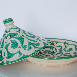 Floral-Taw-Rik tagine Traditional ceramic 100% Handcrafted-painted pottery Exquisite Cultural Décor & Gifts from FES
