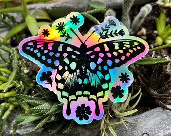 Pegatina de mariposa holográfica grande 3,5 x 3