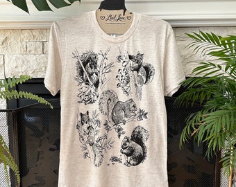 Unisex Small - Heather Oatmeal Tri-blend Crew Tee tee with Wally and Friends Screen Print