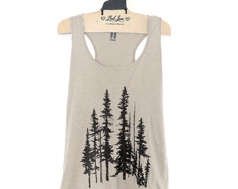 SALE 2XL - Heather Tan Racerback Tank with Evergreen Screen Print