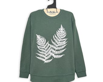 Sudadera de polar con dobladillo curvo y estampado de abeto azul y verde para mujer, talla grande