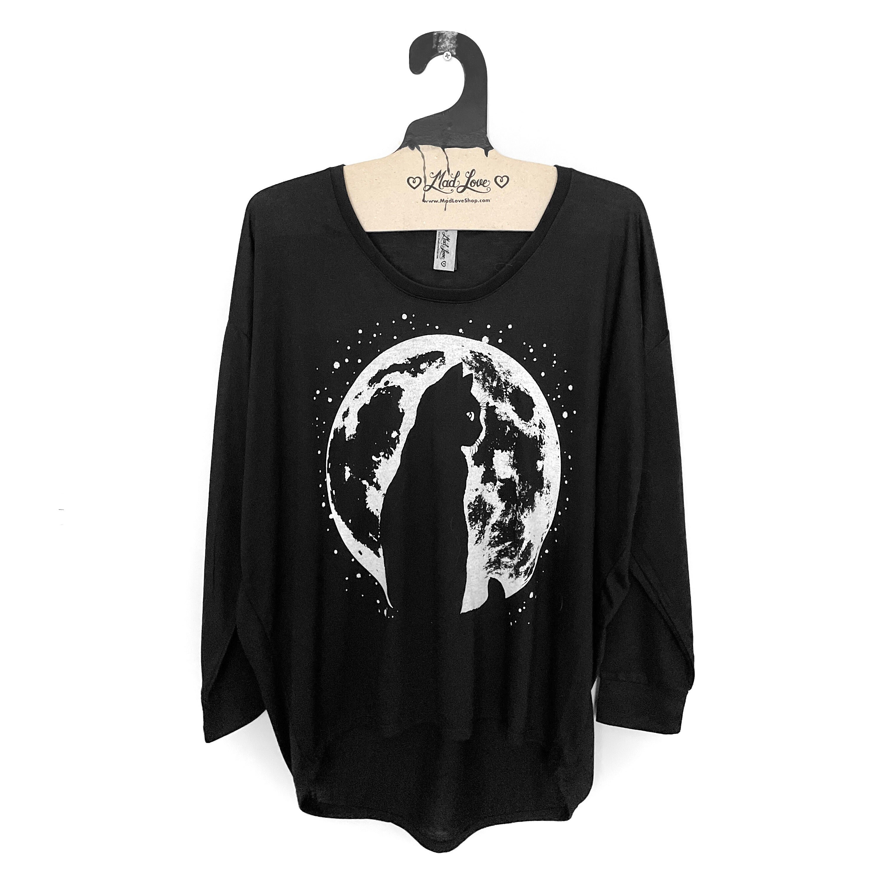 Long Sleeve Shirt With Cat Moon Screen 