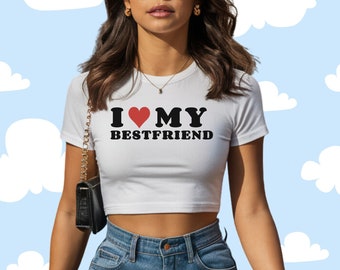 Ich liebe meinen besten Freund Y2k Crop Top, Brief Tops Liebe Print Frauen Tshirt Harajuku Mode Gothic Crop Top, kurzer Nabel weibliche Kleidung