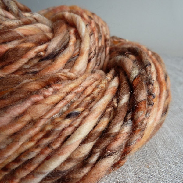 Handspun yarn, bulky, pumpkin, 5.4oz