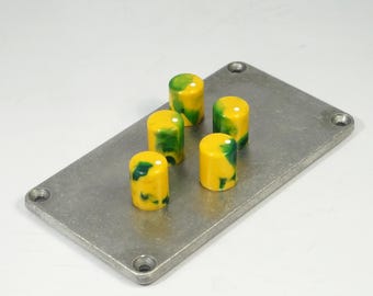 Partij van 5 knoppen voor aangepast elektronisch doe-het-zelfproject / T18 ronde schacht / Geelgroene kleur / Eurorack-knoppen