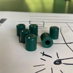 Batch of 6 Knobs for custom electronic DIY project / T18 Shaft /  Small knobs made from recycled plastic / Green color / Eurorack Knobs