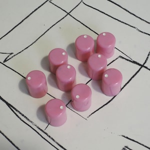 Batch of 9 Knobs for custom electronic DIY project / T18 Shaft /  Small knobs made from recycled plastic / Pink color / Eurorack Knobs