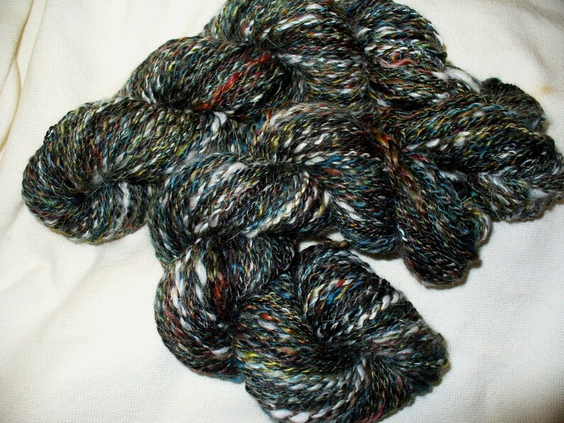 Handspun Wool Angora Multi Fibers Yarn Knitting Crochet