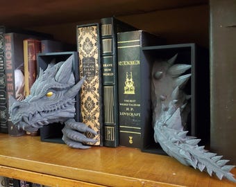 Fermalibri a forma di drago emergente stampato in 3D