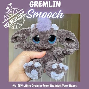 Crochet Love Gremlin Pattern PDF, NO Sew Amigurumi, Mini Heart Foot Plushie, Easy Tutorial, Smooch, Instant Download