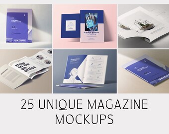 25 Unique Magazine Mockups (PSD, JPG) - Multiple Angles