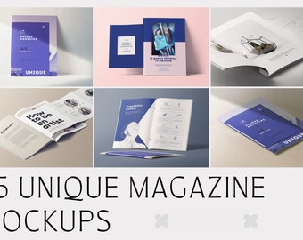 25 Unique Magazine Mockups (PSD, JPG) - Multiple Angles