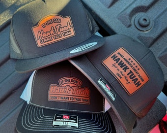 VIRAL Hawk Tuah Trucker Hat - funny hat cap mesh back Snapback flat bill and curved bill options