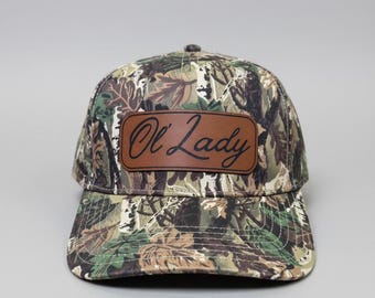 Ol’ Lady hat - brown leather engraved patch