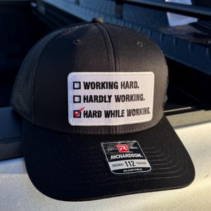 Hard While Working Cap Richardson 112 Classic Trucker Hat - Black