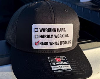 Hard While Working Cap Richardson 112 Classic Trucker Hat - Black