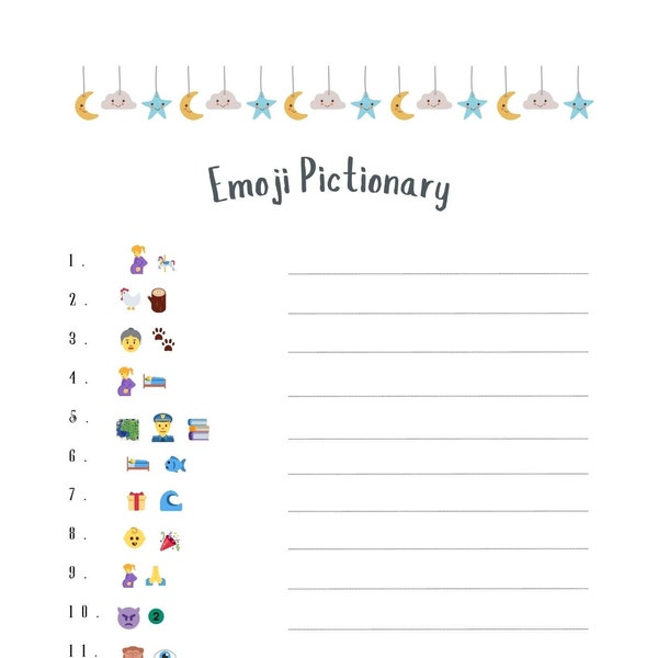 Indian Baby Shower Emoji Pictionary Game, Desi Godh Bharai, Digital Download