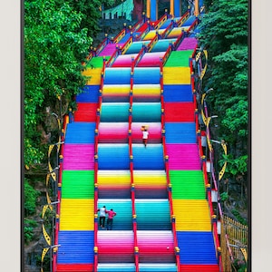 Stop and Stair - Rainbow staircase - Asian Wall Art - Asian artwork - Photography Prints - Home decor - Colorful design - Dreamy prints