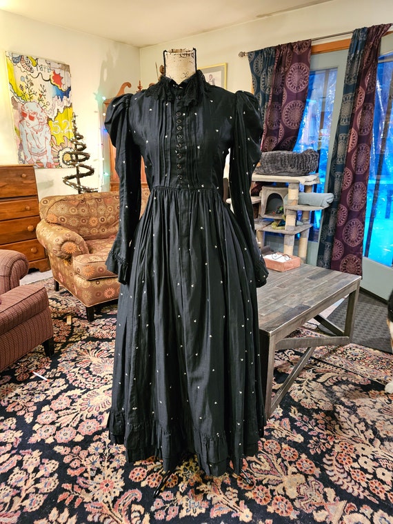 Haunting 1890's Black Mourning Dress Gothic Victo… - image 1