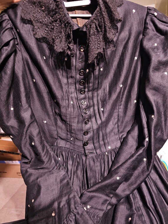Haunting 1890's Black Mourning Dress Gothic Victo… - image 3
