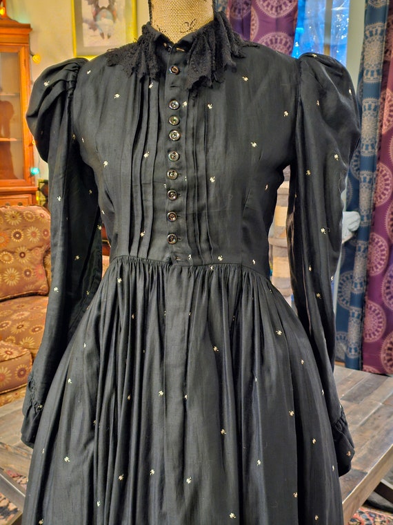 Haunting 1890's Black Mourning Dress Gothic Victo… - image 5