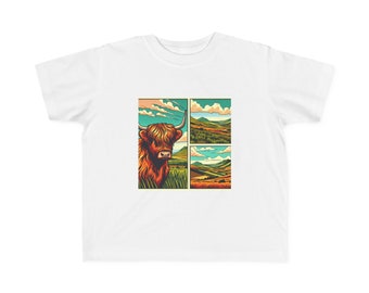 Highland Cow Comic T-shirt van fijne jersey voor peuters