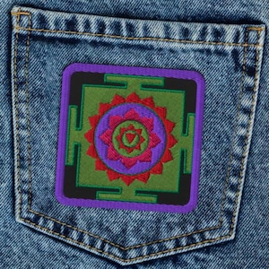 Sarasvati Yantra, Iron On, Embroidered Patch, Hindu Goddess Symbol, Limited Edition