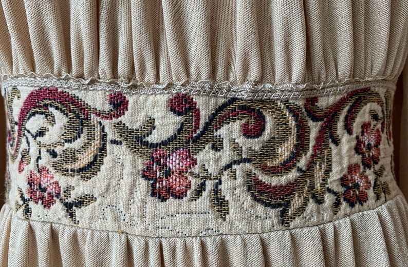 Joy Stevens Vintage 70s Tapestry Goddess Maxi Dress Size S M