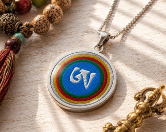 Dzogchen AH Seed Syllable Necklace Tibetan Rainbow Wisdom Pendant Embroidered Buddhist Jewelry