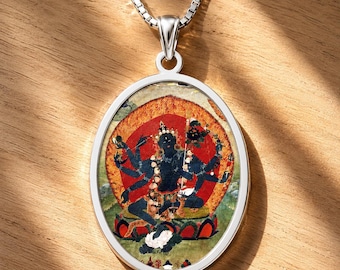Black Tara Necklace, Tibetan Buddhist Protection Pendant, Sterling Silver or Gold, Vajrayana Meditation Jewelry