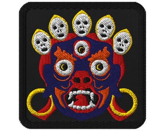 Mahakala Protector, Embroidered patch, Iron On Badge, Tibetan Buddhist Gifted, Meditative Calmness, Yoga, Sew On, Spiritualized, Symbol