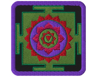 Sarasvati Yantra, Stryk-på, Broderad lapp, Hinduisk gudinnasymbol, Begränsad upplaga