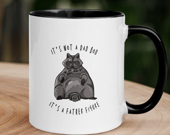 Funny Father's Day Mug | Dad Bod Raccoon, Colored Handle