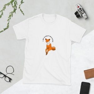 I Am Overstimulated Short-Sleeve Cotton T-Shirt (Funny Fox Design for Neurodivergents)