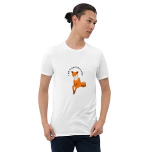 I Am Overstimulated Short-Sleeve Cotton T-Shirt (Funny Fox Design for Neurodivergents)