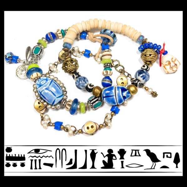 Powerful  Scarab Goddess Bracelet Set! ~Love & Protection~