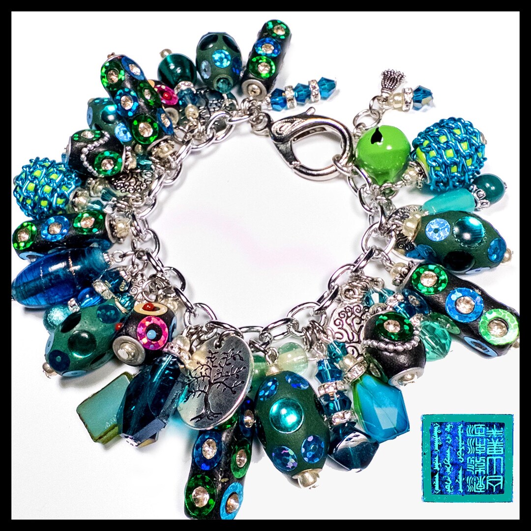 Kashmiri Beaded Tree of Life Charm Bracelet FULLY LOADED Only One - Etsy